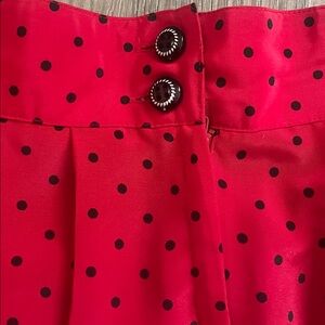 Vintage SK & Company red black polka dot high waist mini skirt w/ elastic